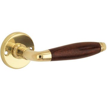 Deurklink op ongeveerd rozet Bonton bubinga/facet messing, Verzenden, Nieuw