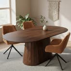 Mangohouten Eettafel Mick capsule bruin 240×110 cm, Huis en Inrichting, Verzenden, Nieuw, Industriële meubels, Overige vormen