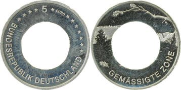 Duitsland Fehlpraegung 5 Euro 2019 nur Ring gepraegt Gema..., Verzenden
