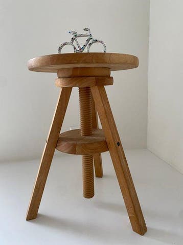 Kruk - Vintage Verstelbare Houten Kruk – Atelierkruk /