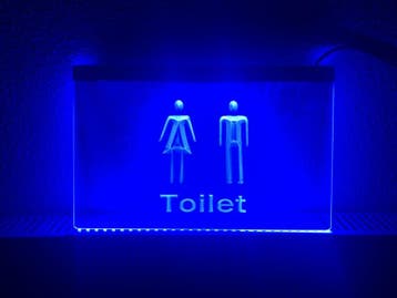 WC toilet neon bord lamp LED cafe verlichting reclame lichtb, Verzenden, Nieuw