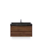 Dante Badmeubelset 100 cm - Walnoot - Wastafel Hardsteen Wit, Ophalen of Verzenden, Nieuw