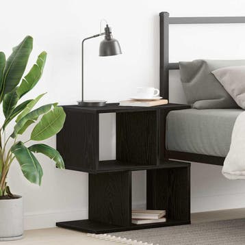 vidaXL Nachtkastje Zwart Eiken 50 x 30 x 51,5 cm Bewerkt, Minder dan 45 cm, Verzenden, Nieuw, Minder dan 55 cm
