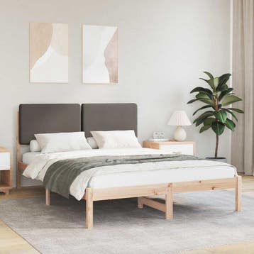 vidaXL Bedframe met Gevoerd Hoofdgedeelte Taupe 160 x 200 cm, Verzenden, Nieuw, Hout