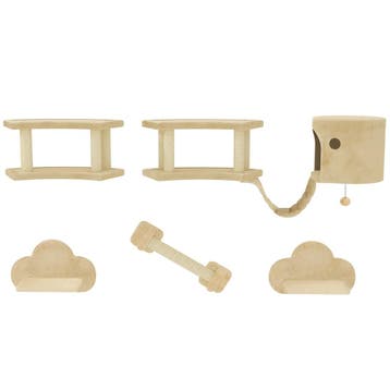 TRUUSK 5-delige Katten Klimmuur Set - Krabpaal - Springplatf, Verzenden, Nieuw