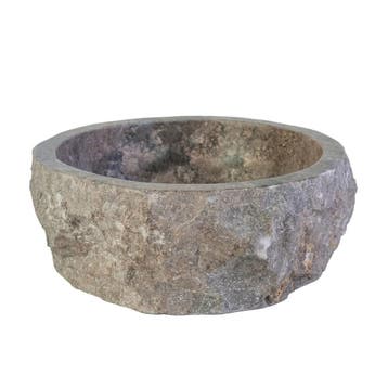 Waskom BWS Stone Rond 30-35x30-35x15 cm Natuurmarmer Grijs, Doe-het-zelf en Verbouw, Sanitair, Ophalen of Verzenden, Nieuw