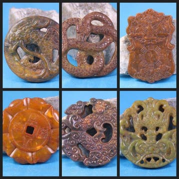 Traditionele Chinese steencarvings - Slang - Draak - Amulet-
