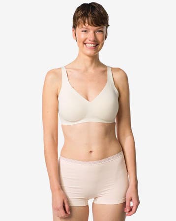 HEMA Damesboxer naadloos micro met kant naturel, Verzenden