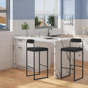Set van 2 Moderne Keuken Barkrukken met Rugleuning en Voeten, Verzenden, Nieuw
