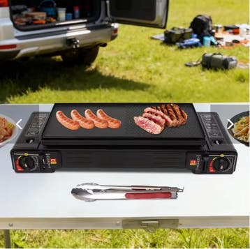 2-Pits Camping Gasstel 2500W met Ontsteking en Koffer