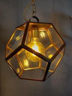 Plafondlamp (2) - Messing, Glas - Twee lantaarns /