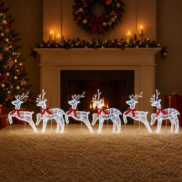 vidaXL Kerst Rendier 6 st 80 LEDs Koel wit 43 x 19 x 65 cm, Diversen, Verzenden, Nieuw
