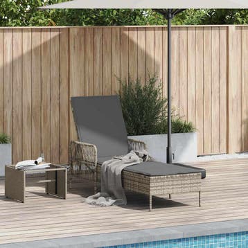 vidaXL Ligstoel poly rattan Licht Grijs en Donker Grijs, Verzenden, Nieuw