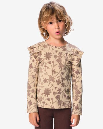 HEMA Kinder T-shirt bloemen beige 30% korting ; vanaf 9.99, Verzenden, Nieuw
