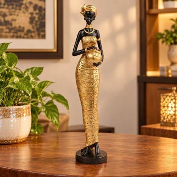 sculptuur, Elegant African Woman With Water Pot - 41.5 cm -