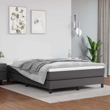 vidaXL Boxspring met matras kunstleer grijs 140x190 cm, Overige materialen, Verzenden, Grijs, Nieuw