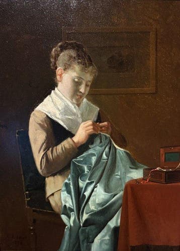 Louis Lampe (1840- na 1898) - The seamstress
