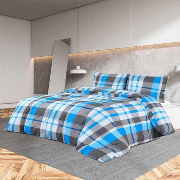 vidaXL Dekbedovertrekset 200x200 cm katoen blauw en grijs, Verzenden, Nieuw, Grijs