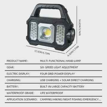 Multifunctionele LED Zaklamp met Solar Opladen & Powerbank F, Verzenden, Nieuw