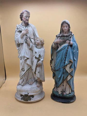 Beeldje, Joseph et marie - 45 cm - Gips, Antiek en Kunst