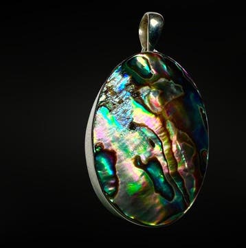 Abalone-hanger - gezet in zilver 925 Sieraden - Hoogte: 35