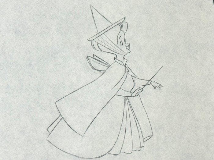 Walt Disney - Originele animatietekening Fauna - Sleeping, Verzamelen, Disney