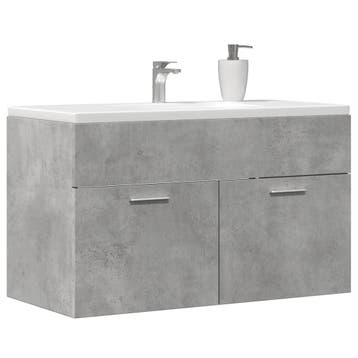 vidaXL Wastafelkast 90x38,5x46 cm bewerkt hout betongrijs, Verzenden, Nieuw, Wastafelkast, Minder dan 100 cm