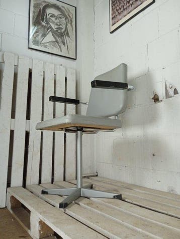Stoel - Vintage industriële draaibare bureaustoel - Staal