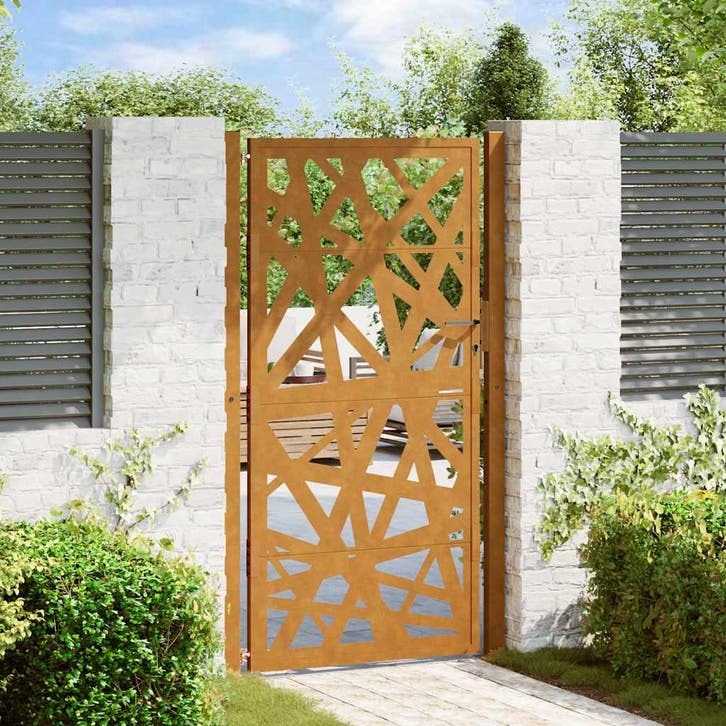 vidaXL Poort met lichtontwerp 100x200 cm weervast staal, Tuin en Terras, Tuinpoorten, Nieuw, Verzenden