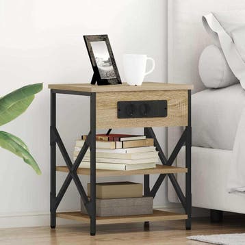 vidaXL Nachtkastje 2 st Sonoma Eiken 41 x 31 x 51 cm Bewerkt, Huis en Inrichting, Minder dan 45 cm, Verzenden, Nieuw, Minder dan 55 cm