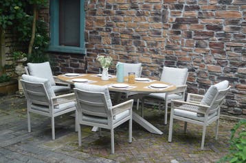Saigon Salvador dining tuinset ovaal 220x115xH75 cm 7 delig, Ophalen of Verzenden, Nieuw, Aluminium
