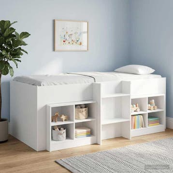 vidaXL Kinder Hoogslaper Wit 90 x 200 cm Bewerkt hout, Eenpersoons, Verzenden, Wit, Nieuw
