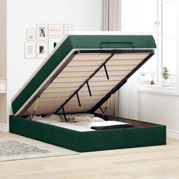 vidaXL Bed poef met matras 120x190 cm fluweel donkergroen, Verzenden, Nieuw, 190 cm of minder, Twijfelaar