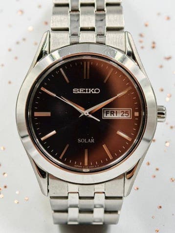 Seiko - Solar Day-Date – Stainless Steel - V158-0AZ0 - Heren