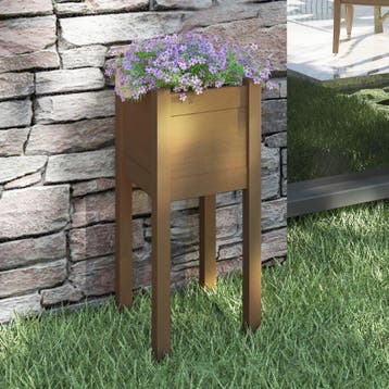 vidaXL Plantenbak 31x31x70 cm massief grenenhout honingbruin, Verzenden, Minder dan 60 cm, Nieuw, 60 cm of meer