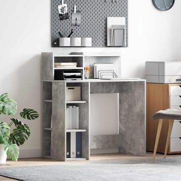 vidaXL Bureau Beton Grijs Bewerkt hout 90 x 48 x 101,5 cm, Verzenden, Nieuw