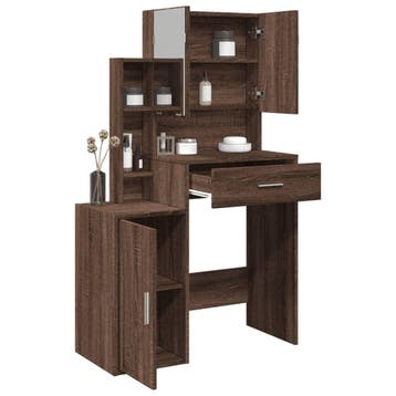 vidaXL Kaptafel met kastje 80x35x132 cm bruin eikenkleur, Huis en Inrichting, Verzenden, Nieuw