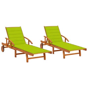 vidaXL Ligstoelen 2 st met kussens massief acaciahout, Tuin en Terras, Verzenden, Nieuw