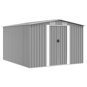 vidaXL Tuinschuur 257x298x178 cm metaal grijs, Tuin en Terras, Tuinhuizen, Verzenden, Nieuw