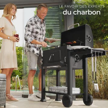 Zwarte Trolley Barbecue met Wielen, Deksel en Thermometer -, Verzenden, Nieuw