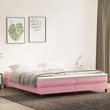 vidaXL Boxspring zonder matras fluweel roze 200x220 cm, Verzenden, Nieuw, Tweepersoons, Stof