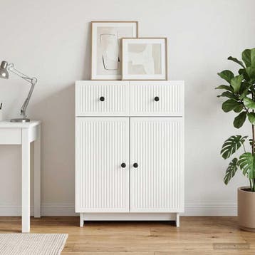 vidaXL Dressoir Hoogglans Wit 66 x 34,5 x 90 cm Bewerkt hout, Verzenden, Nieuw, Overige houtsoorten, Minder dan 50 cm