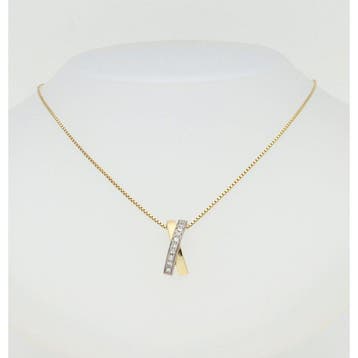 Ketting met hanger - 14 karaat Geel goud, Witgoud Diamant, Sieraden, Tassen en Uiterlijk, Antieke sieraden