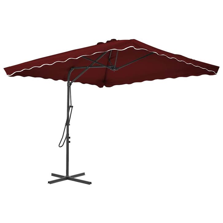 vidaXL Parasol met stalen paal 250x250x230 cm bordeauxrood, Tuin en Terras, Parasols, Nieuw, 2 tot 3 meter, Verzenden