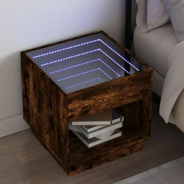 vidaXL Nachtkastje met Infinity LED 50x50x50 cm gerookt, Verzenden, Nieuw, Hout