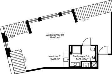 Studio Maaspoort in Weert, Huizen en Kamers, 50 m² of meer, Overige regio's