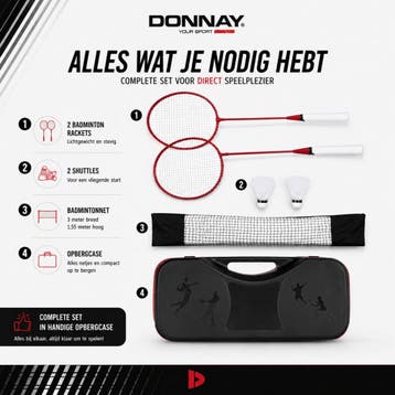 Donnay Badmintonset - Badminton Complete Set Voor 2 Personen, Ophalen of Verzenden, Gebruikt