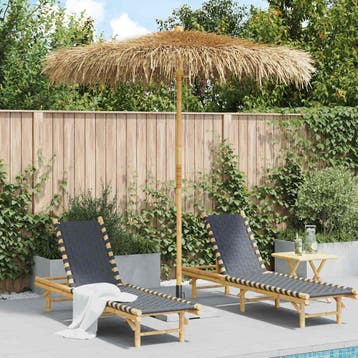 vidaXL Tiki Paraplu met Bananenblad Luifel 240 cm Bamboe, Verzenden, Nieuw