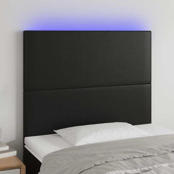 vidaXL Hoofdbord LED 80x5x118/128 cm kunstleer zwart, Verzenden, Nieuw, Zwart, Overige materialen