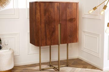 Design Dressoir GATSBY 125cm bruin mat goud Mangoholz Retro, Ophalen of Verzenden, Nieuw